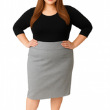 Plus Size Modest Stretch Knee Length Pencil Skirt in Cotton Spandex