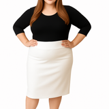 Plus Size Modest Stretch Knee Length Pencil Skirt in Cotton Spandex