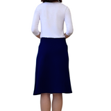 Sporty A-Line Cotton Spandex French Terry Skirt – Knee Length