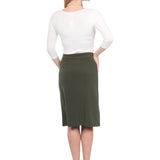 Dressy Modest Stretch Pencil Skirt with Subtle Sheen