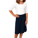 Girls A-Line Midi Skirt with Adjustable Fold-Over Waist