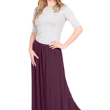 Women's Flowing Long Maxi Skirt with Pockets - Full Covered Elastic Waist