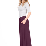 Women's Flowing Long Maxi Skirt with Pockets - Full Covered Elastic Waist