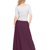 Women's Flowing Long Maxi Skirt with Pockets - Full Covered Elastic Waist