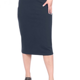 Mid-Calf Pencil Skirt in Cotton Spandex – No Slits