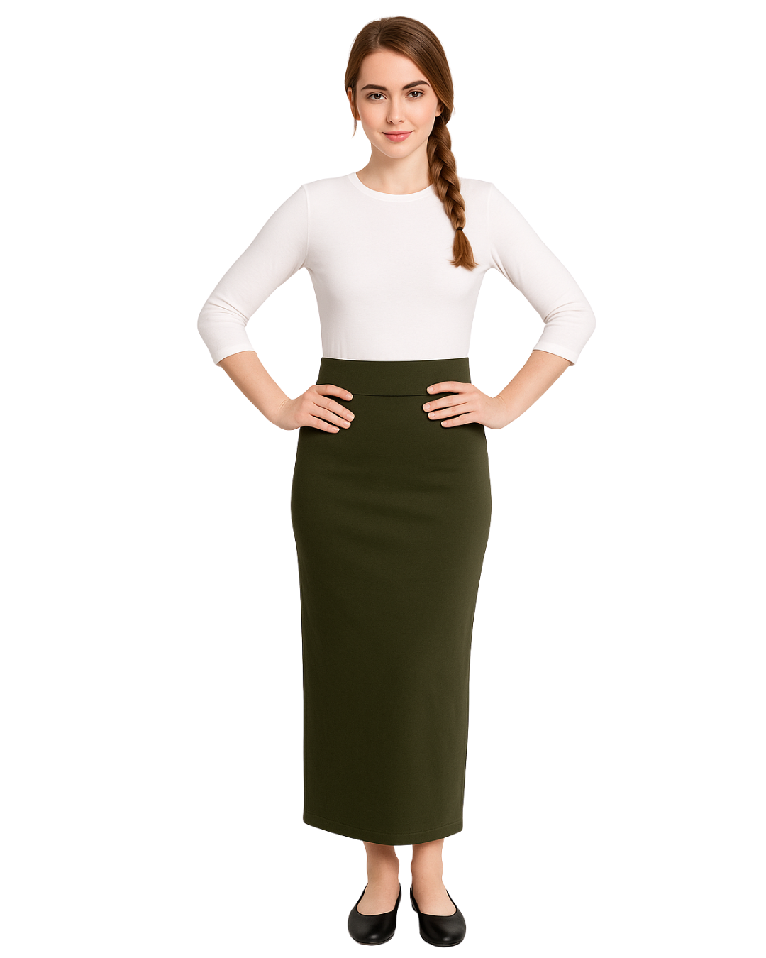 Women's and Plus Size Stretch Maxi Pencil Skirt Cotton Blend and