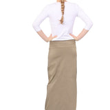 Classic Fitted Maxi Pencil Skirt - Cotton Blend with Stretch Comfort and No Slits