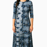 Fitted Bodice Maxi Summer Dress with 3/4 Sleeves with Pockets