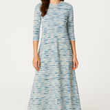 Fitted Bodice Maxi Summer Dress with 3/4 Sleeves with Pockets