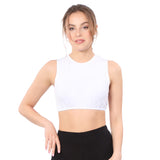 Modest Neck Cropped Layering Shell - Cotton Spandex Sleeveless Tank