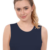 Crop Top Tank Top with Full Shoulder Coverage and Jewel Neckline