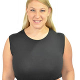 Cropped Layering Tank with Full Shoulder Coverage and Jewel Neckline