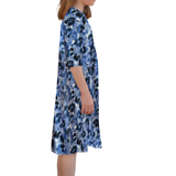Girls' Easy Pull-On A-Line T-Shirt Dress with 3/4 Sleeves