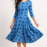 Mid-Calf 3/4 Sleeve Swing Dress with Pockets