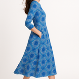 Mid-Calf 3/4 Sleeve Swing Dress with Pockets