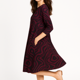 Relaxed Fit Modest 3/4 Sleeve Knee-Length Dress with Pockets