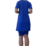 Elbow Sleeve Mid-Calf Swim Dress with Separate Knee-Length Shorts - UVF Protection