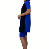Elbow Sleeve Mid-Calf Swim Dress with Separate Knee-Length Shorts - UVF Protection