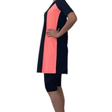 Elbow Sleeve Mid-Calf Swim Dress with Separate Knee-Length Shorts - UVF Protection