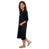 Classic 100% Cotton A-Line Dress with 3/4 Sleeves