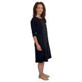 Classic 100% Cotton A-Line Dress with 3/4 Sleeves