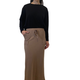 Cotton Blend Maxi Skirt with Pockets - Casual Comfort