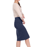 Modest Knee-Length Tapered Stretch Cotton Spandex Pencil Skirt