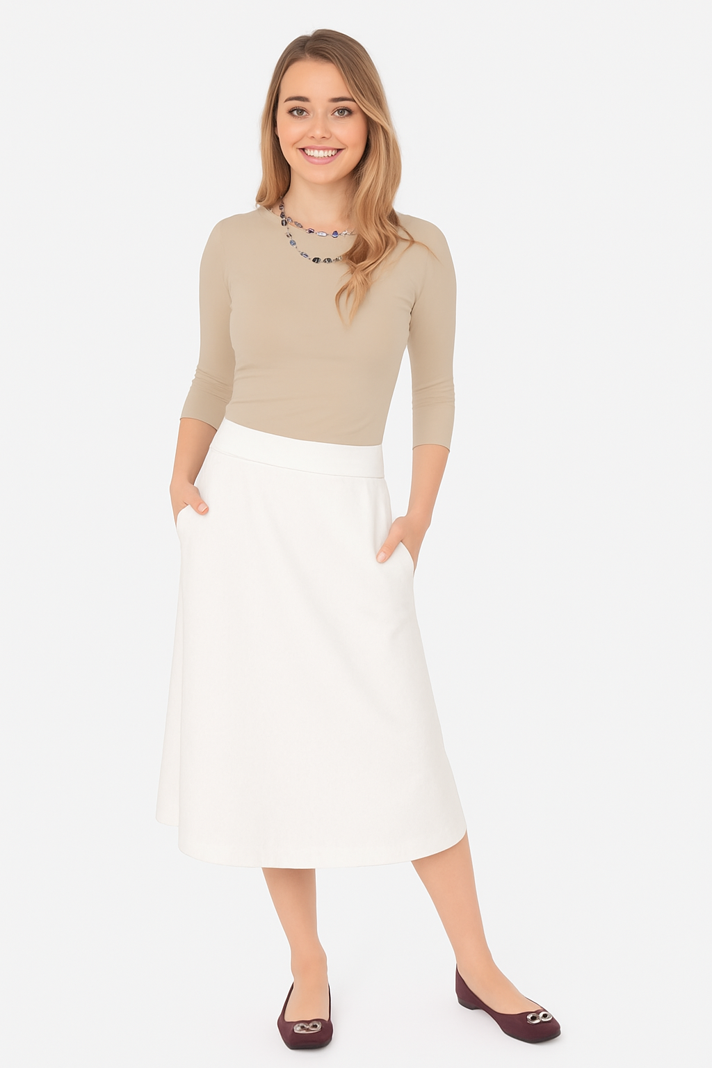 The Perfect A-Line Midi Skirt with Pockets