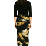 Printed Long Maxi Pencil Skirt in Lightweight Stretch Fabric