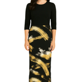 Printed Long Maxi Pencil Skirt in Lightweight Stretch Fabric
