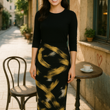 Printed Long Maxi Pencil Skirt in Lightweight Stretch Fabric