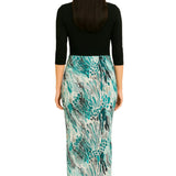 Printed Long Maxi Pencil Skirt in Lightweight Stretch Fabric