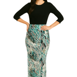 Printed Long Maxi Pencil Skirt in Lightweight Stretch Fabric