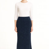 Tapered Maxi Skirt Rib Knit with Side Slits in Muted Tie-Dye