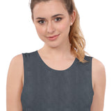 Cropped Layering Tank with Full Shoulder Coverage and Jewel Neckline