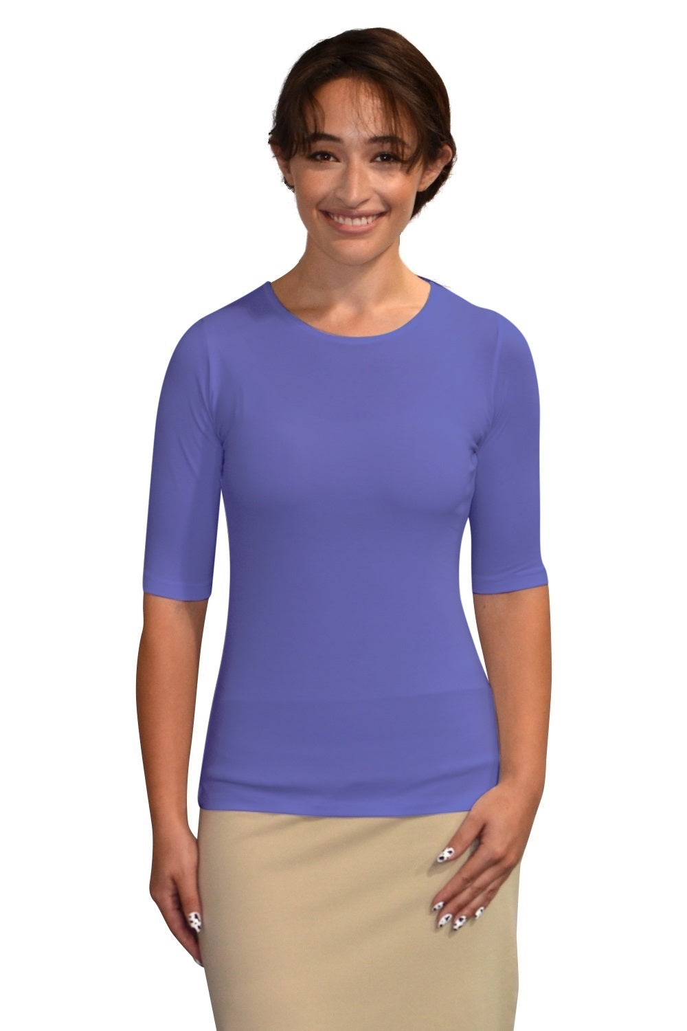 Fitted Layering Shell - Modest Round Neck with Elbow Sleeves