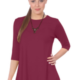 Modest Handkerchief Tunic Top - 3/4 Sleeve Comfort Flow Design