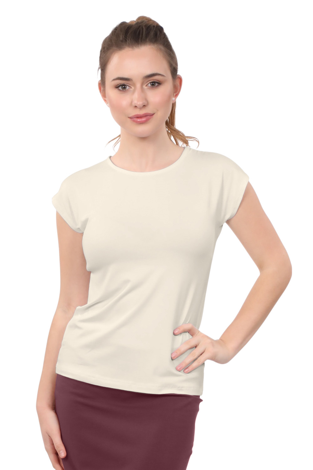 Cap Sleeve Layering Top with Modest Crew Neck - Comfort Basics