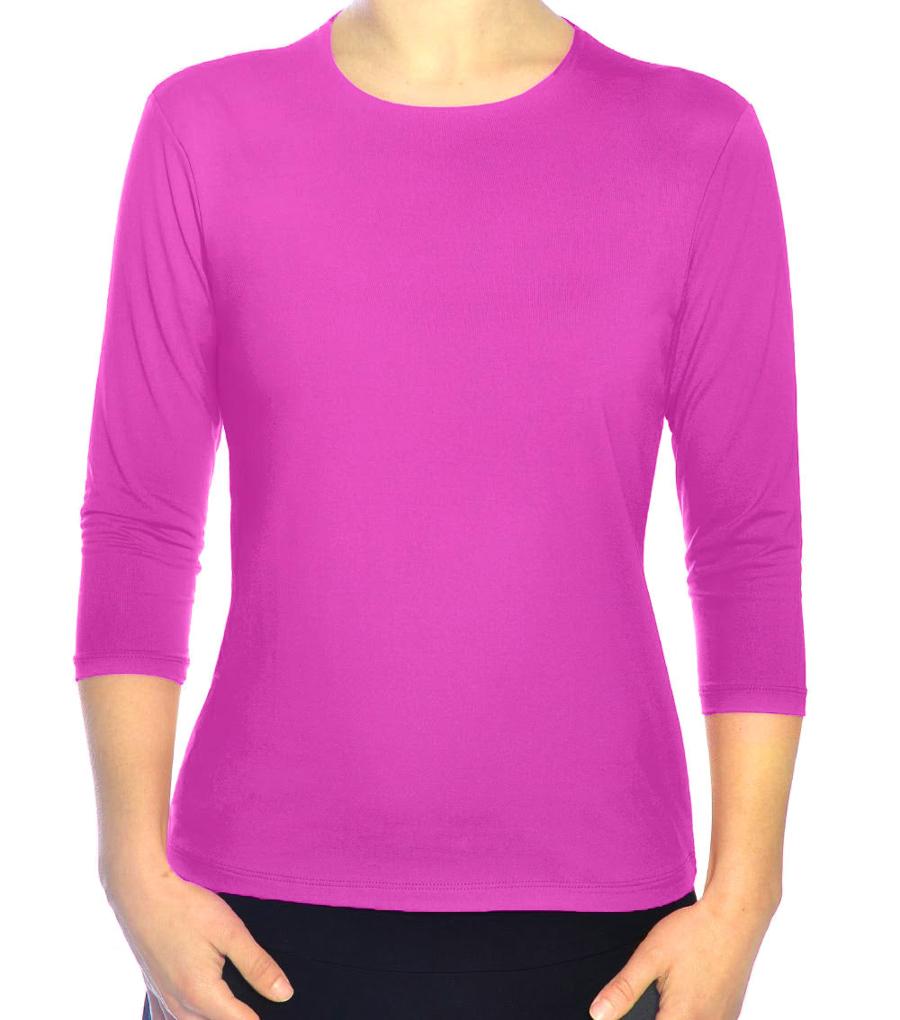 High-Neck Modest 3/4 Sleeve Swim Shirt with UV50 Protection