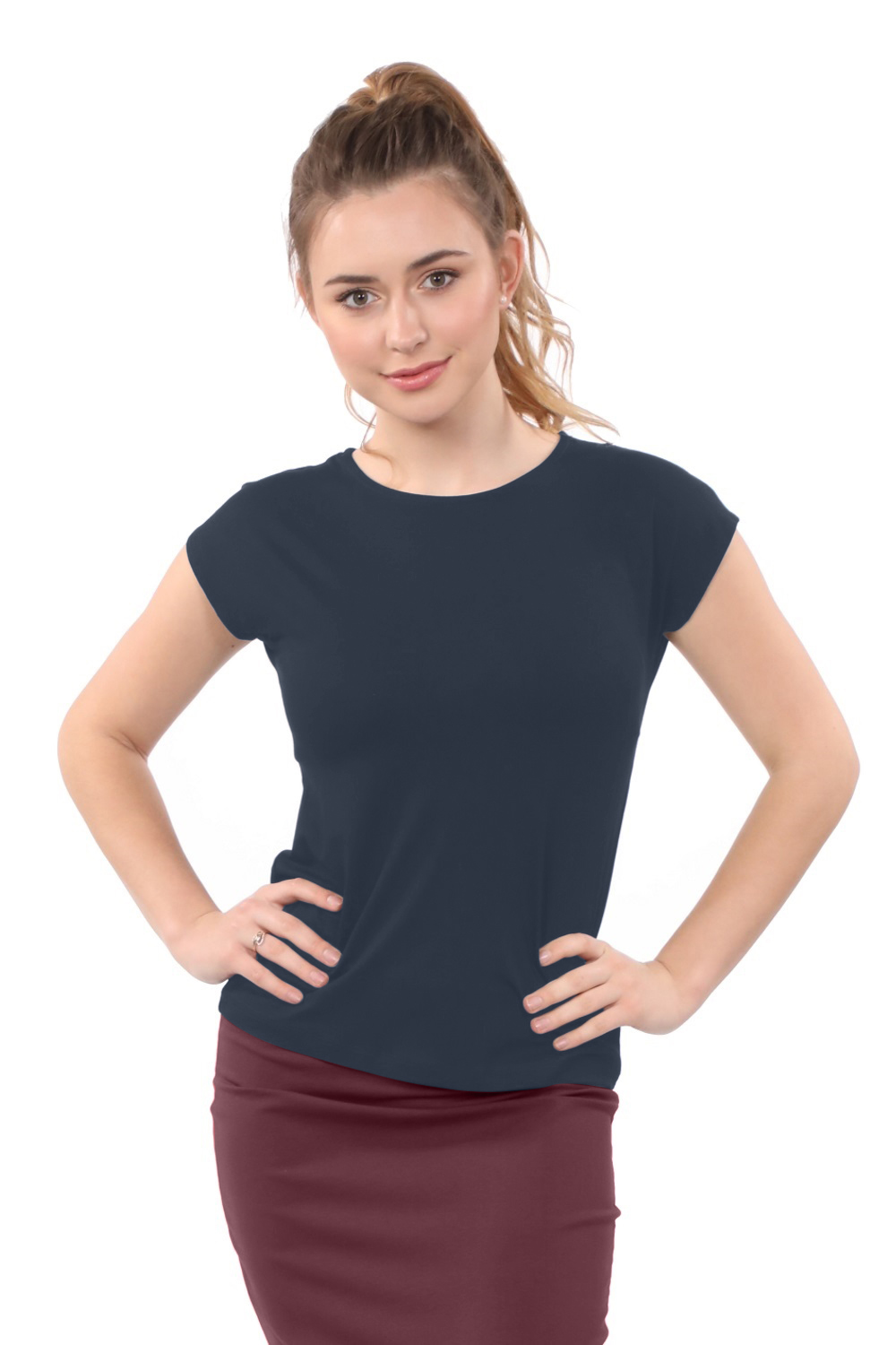 Cap Sleeve Layering Top with Modest Crew Neck - Comfort Basics