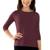 Modest 3/4 Sleeve Layering Shell with Below Collarbone Neckline