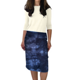 Stretch Knee Length Pencil Skirt for Women in Cotton Spandex