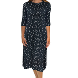 Mid-Calf 3/4 Sleeve Swing Dress with Pockets