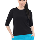 High-Neck Modest 3/4 Sleeve Swim Shirt with UV50 Protection