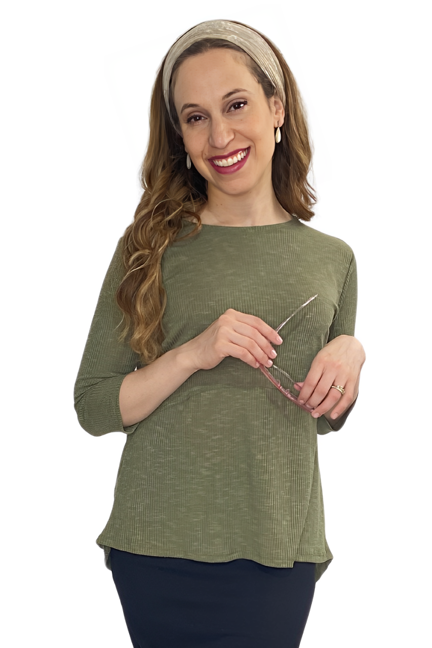 Women's Ribbed Hi-Lo Tunic with Curved Seam Detail