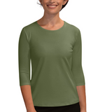 Essential 3/4 Sleeve Modest Crew Neckline Shell - Versatile Layering Undershirt Top