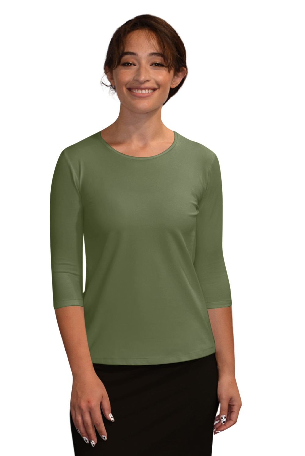 VIIOO Women's Basic 3/4 Sleeve Crew Neck T-Shirt Casual Solid Slim