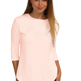 Modest Cotton Tunic with Three-Quarter Sleeves and Extended Back Coverage