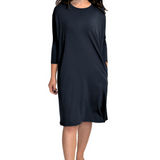 Relaxed Fit Modest 3/4 Sleeve Knee-Length Dress with Pockets