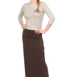 Classic Fitted Maxi Pencil Skirt - Cotton Blend with Stretch Comfort and No Slits